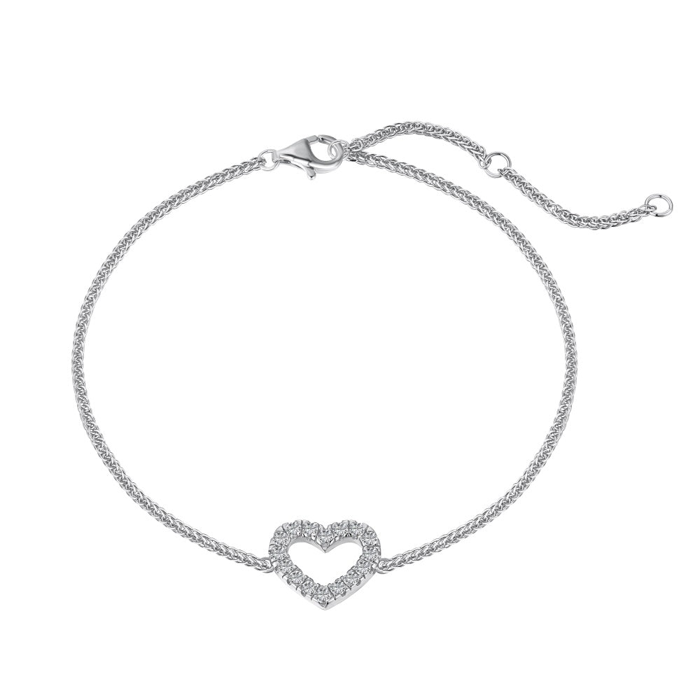 Bracelet Pavé Heart Crystal White