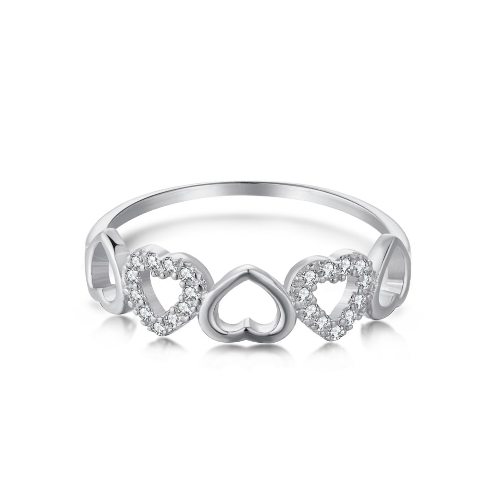 Ring Pavé Hearts Crystal White