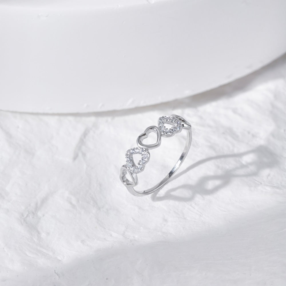 Ring Pavé Hearts Crystal White