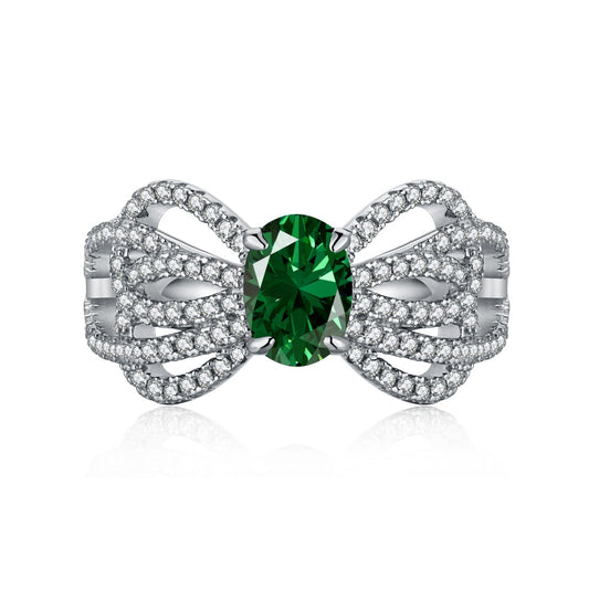 Ring Crystal Bow Forest Green