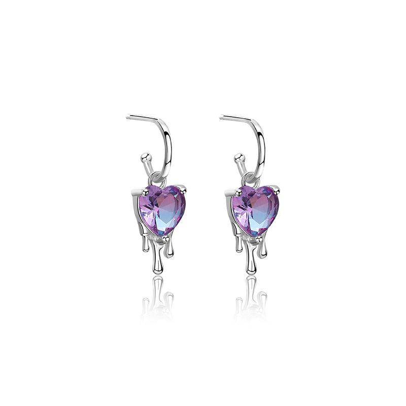 Earrings Dripping Heart Violet-Blue