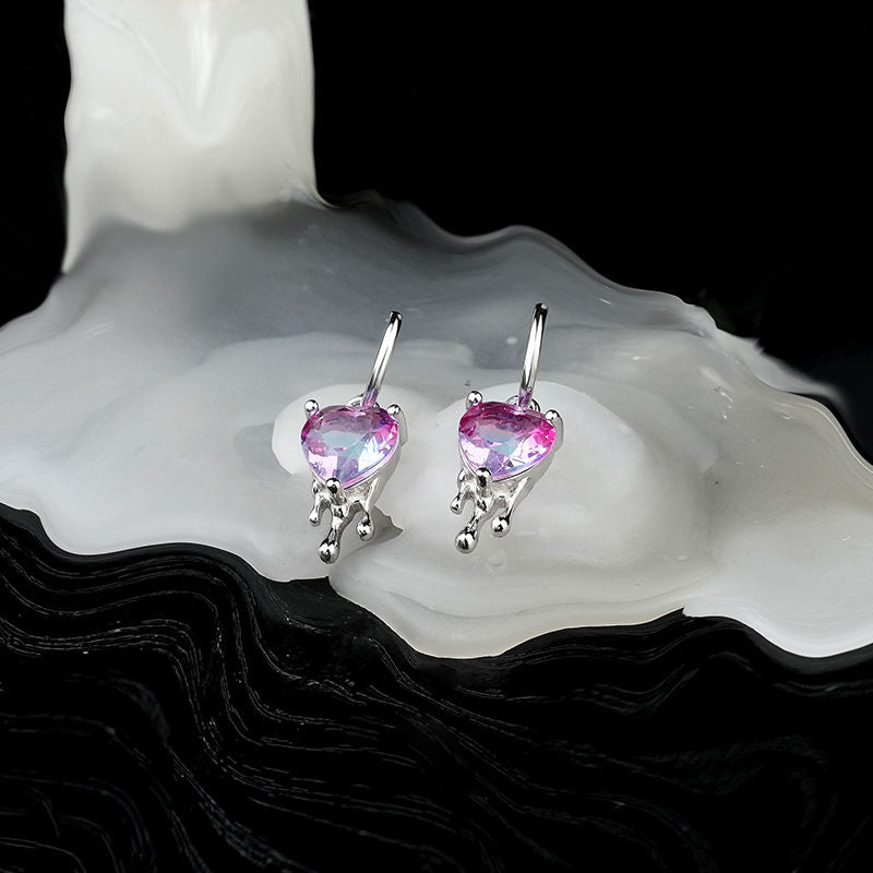 Earrings Dripping Heart Violet-Blue