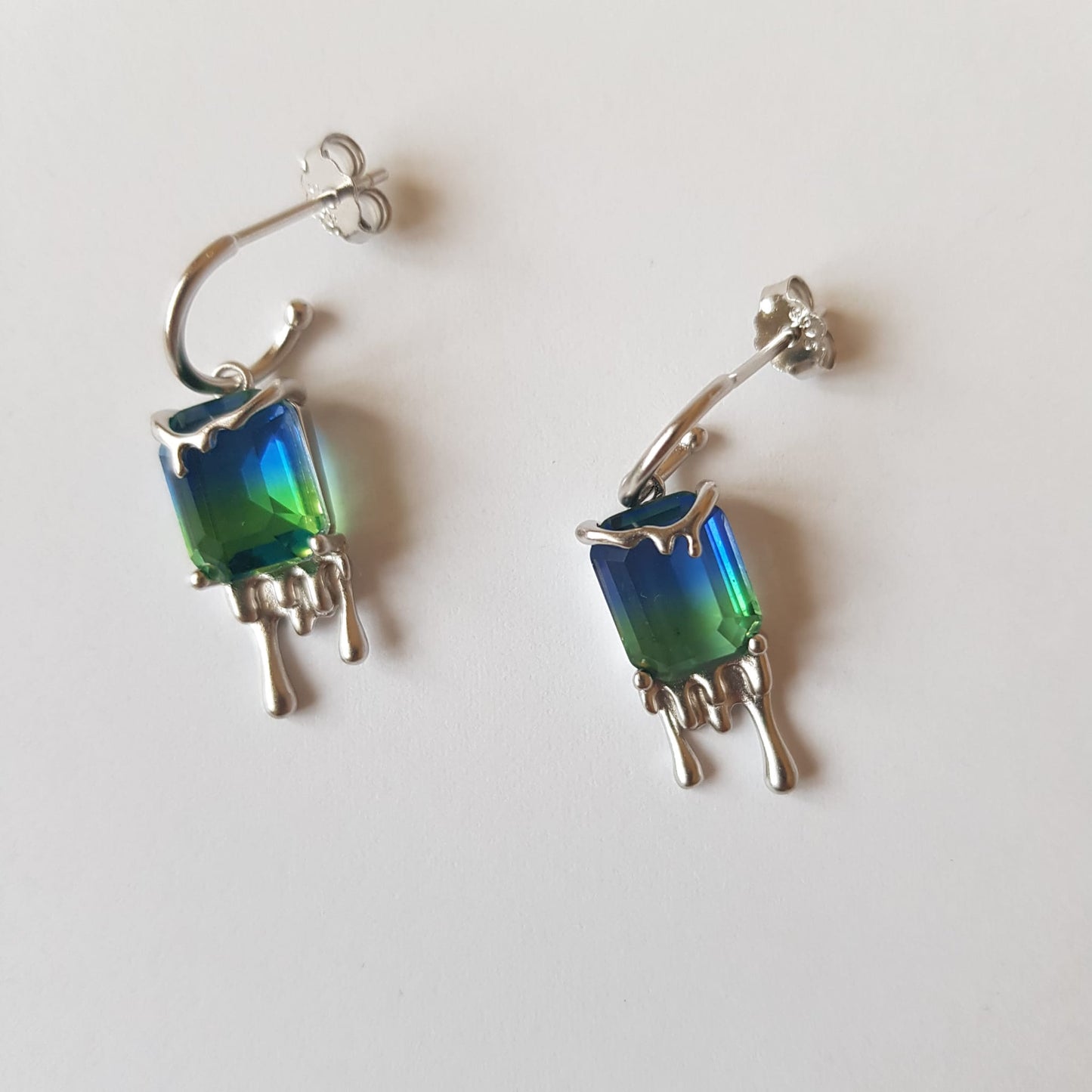 Earrings Dripping Ice Cream Blue-Green