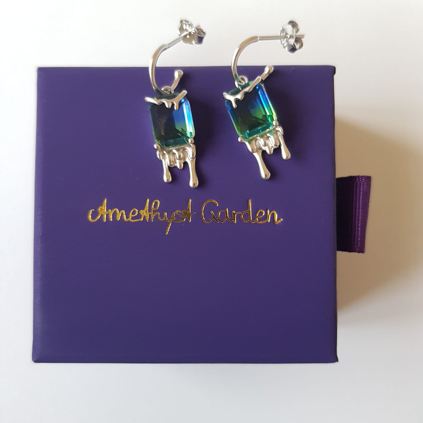 Earrings Dripping Ice Cream Blue-Green