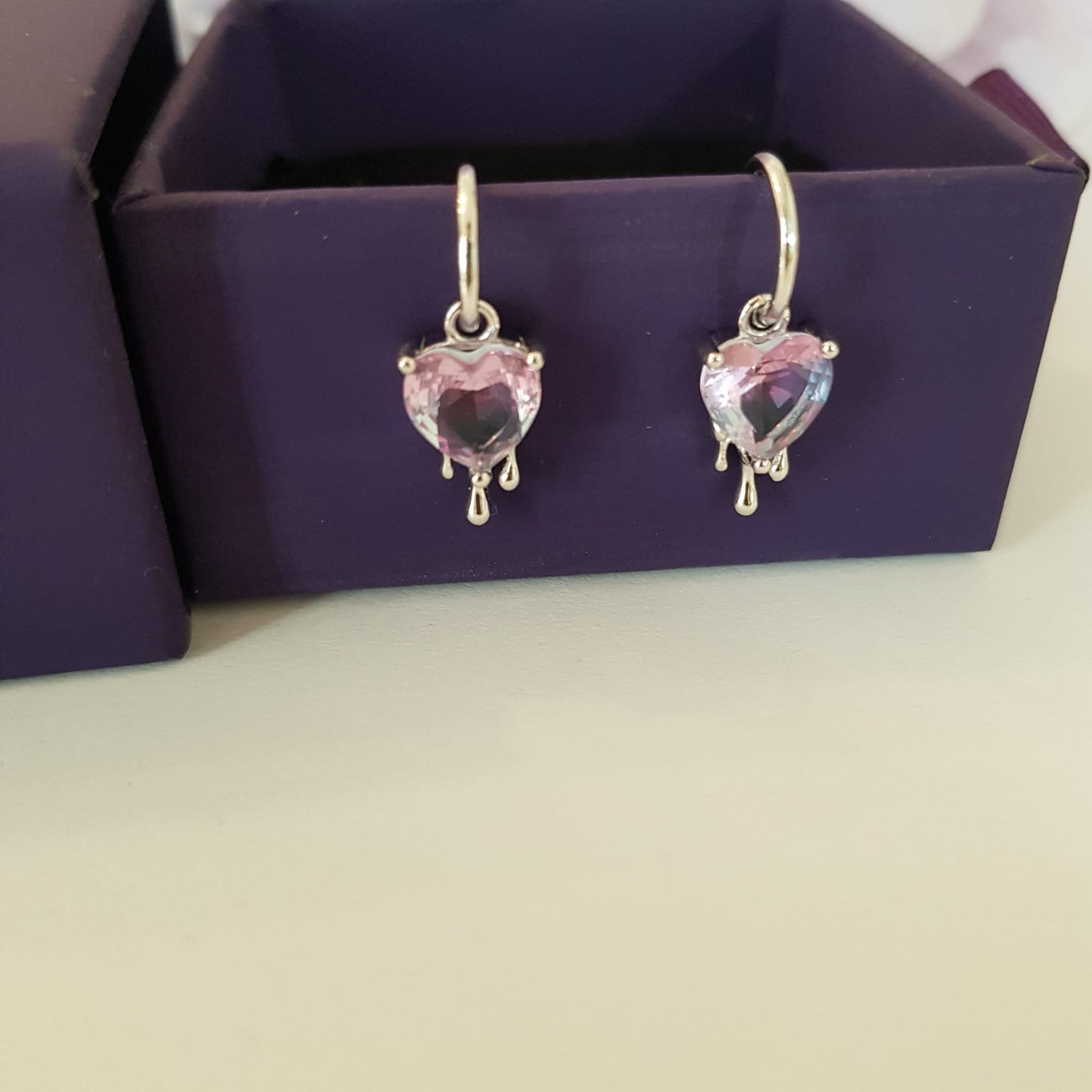 Earrings Dripping Heart Violet-Blue