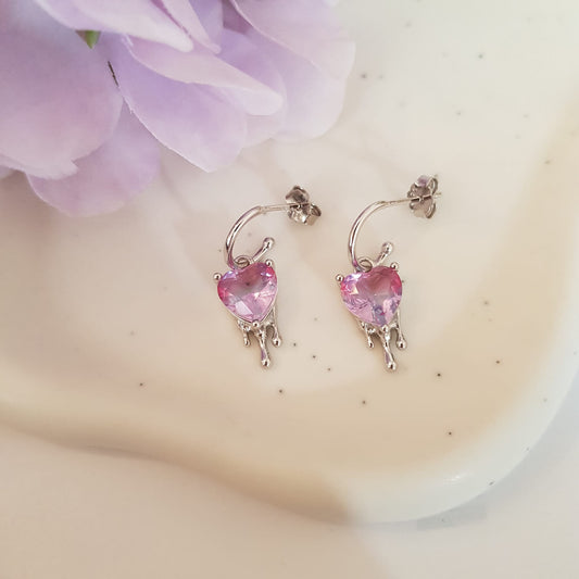 Earrings Dripping Heart Violet-Blue