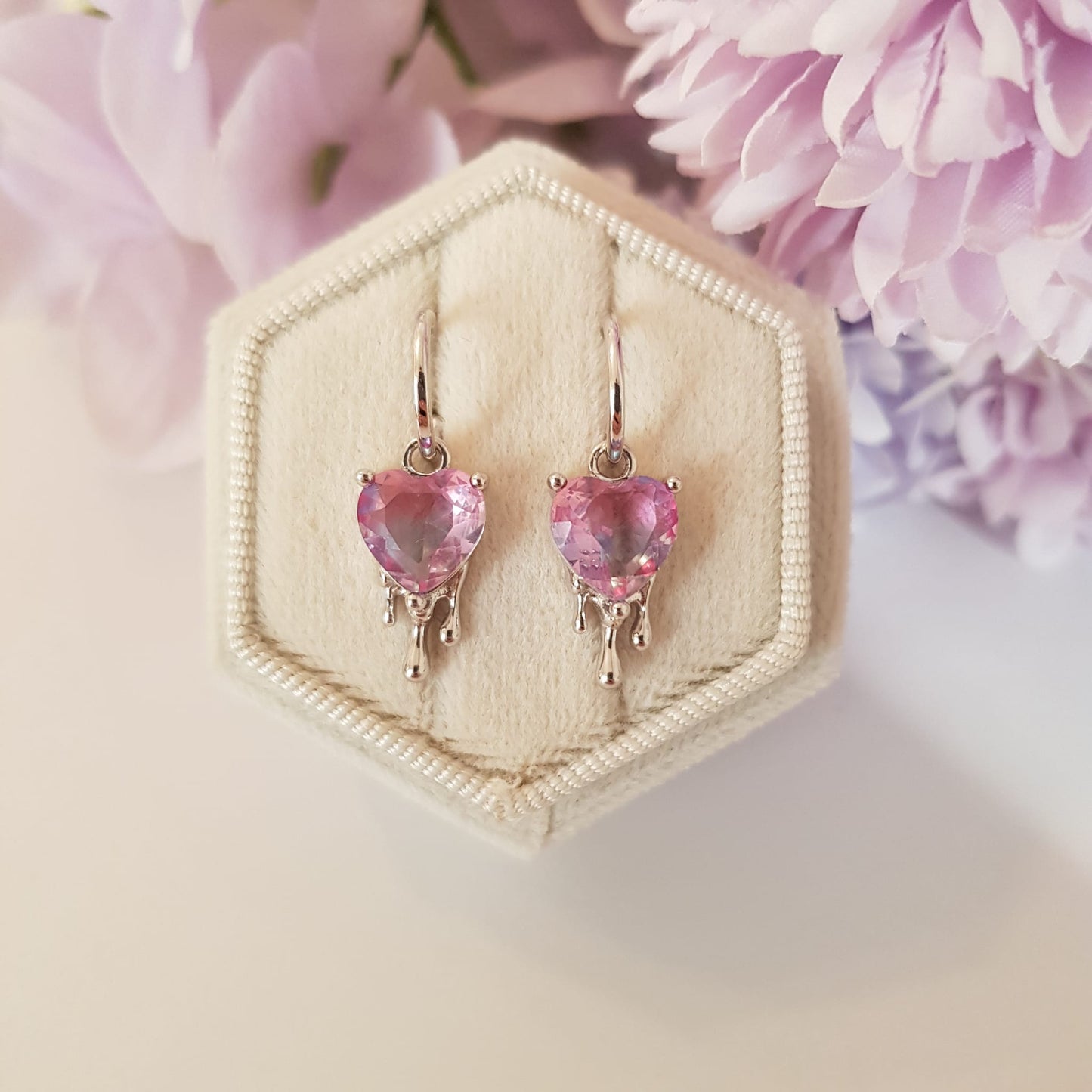 Earrings Dripping Heart Violet-Blue