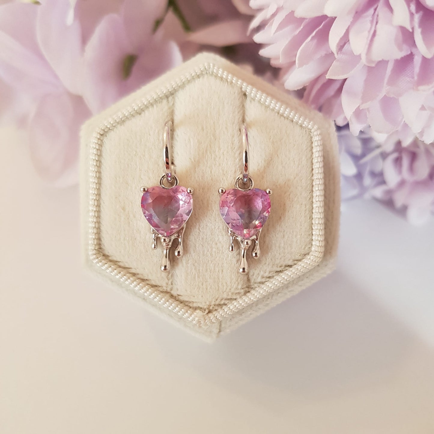 Earrings Dripping Heart Violet-Blue