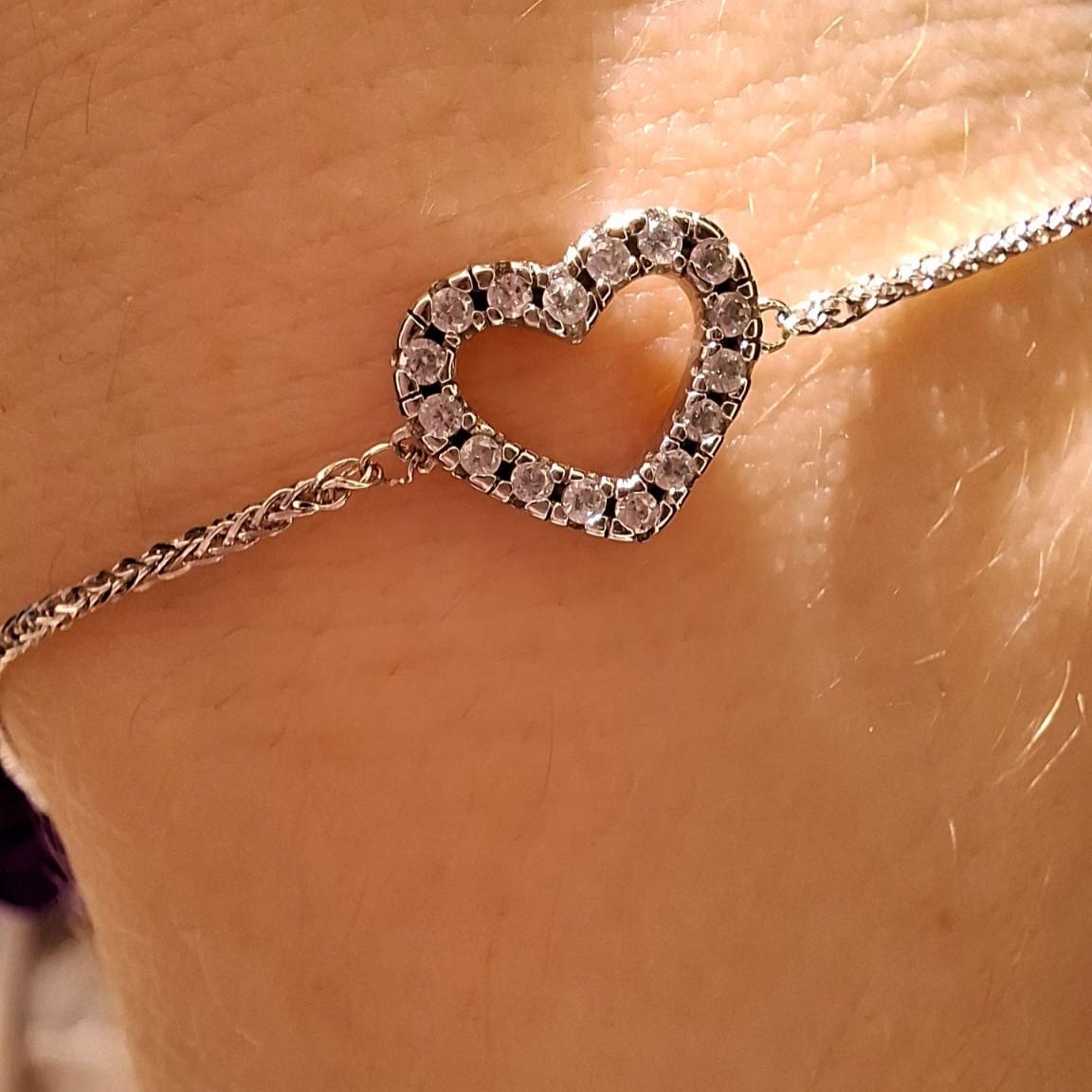 Bracelet Pavé Heart Crystal White