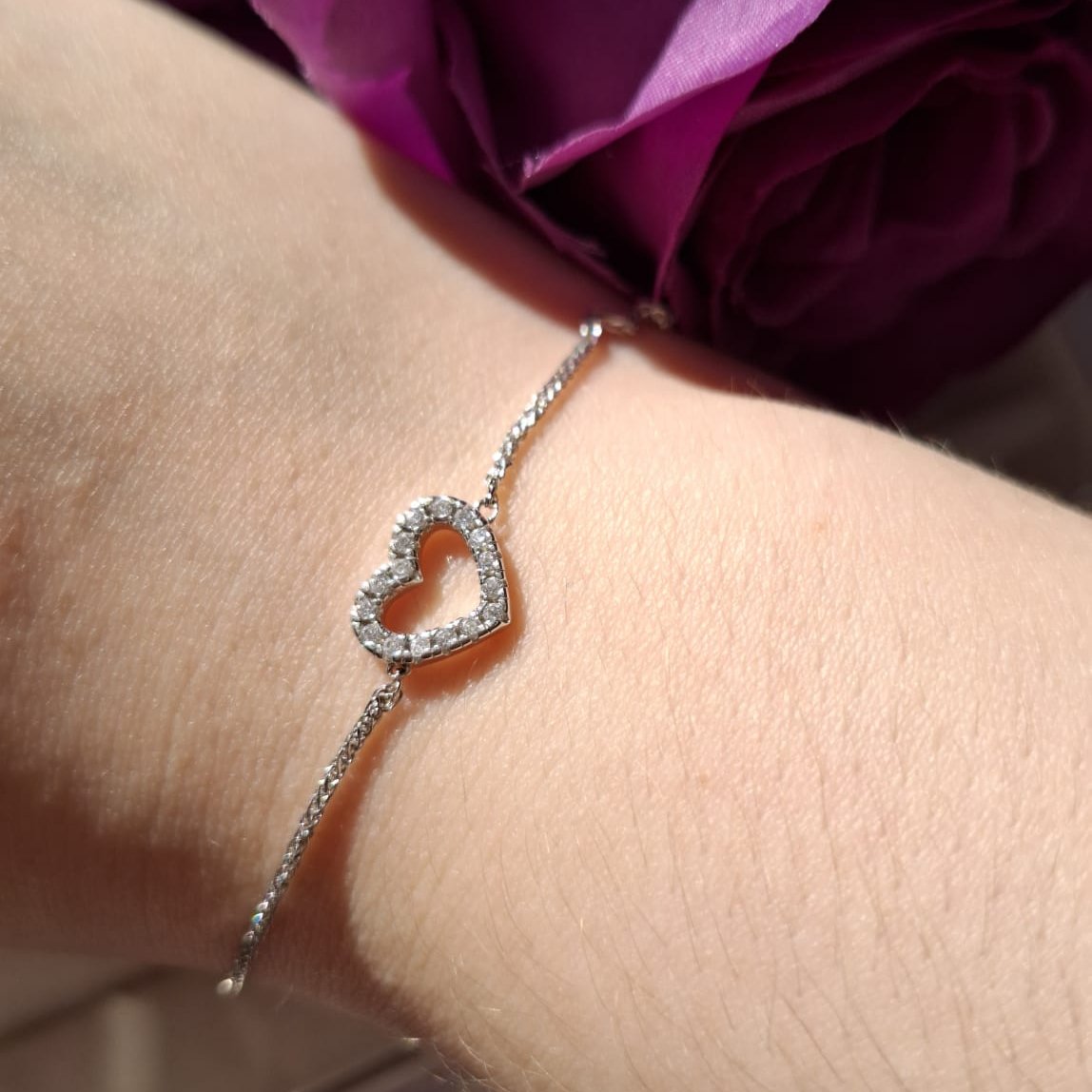 Bracelet Pavé Heart Crystal White