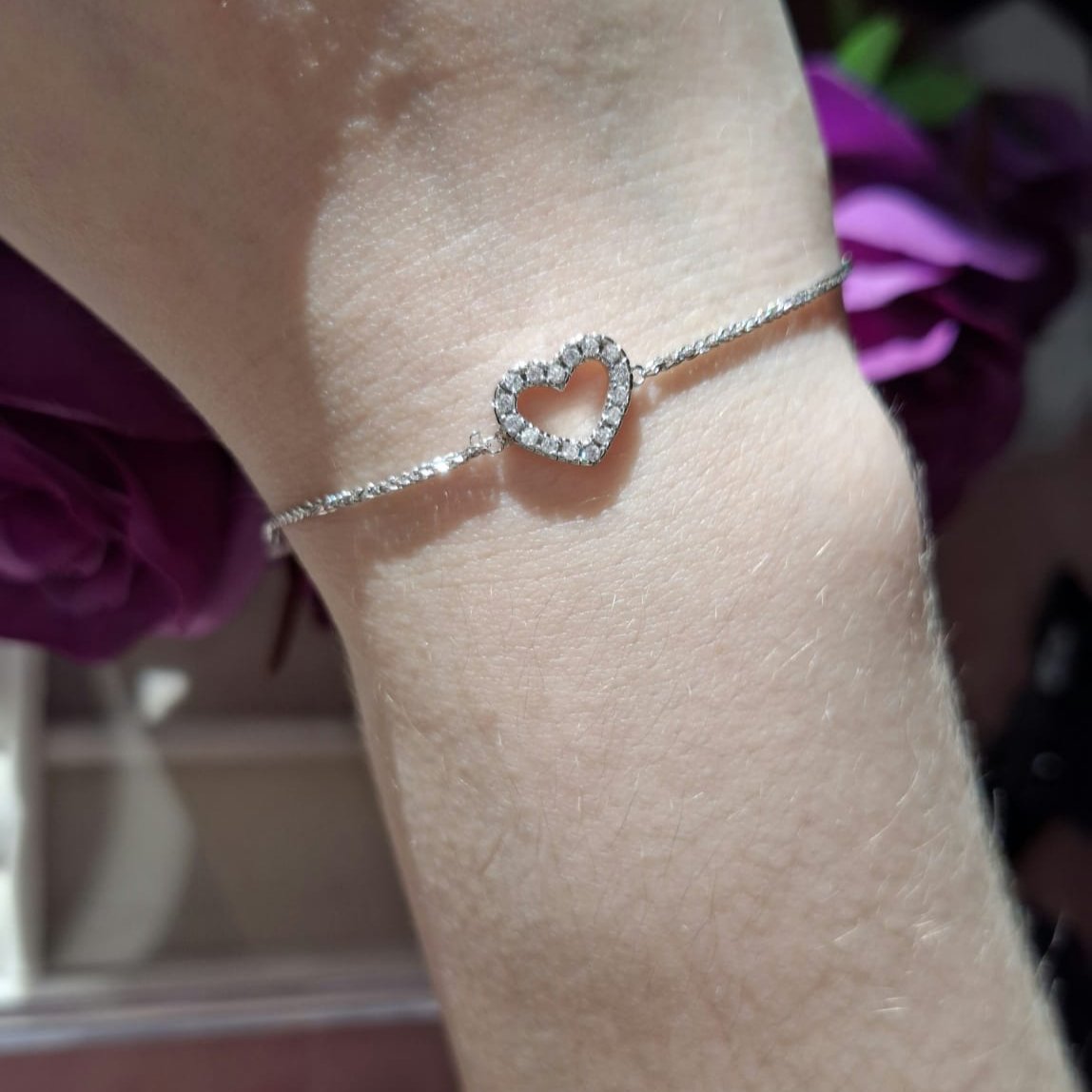 Bracelet Pavé Heart Crystal White