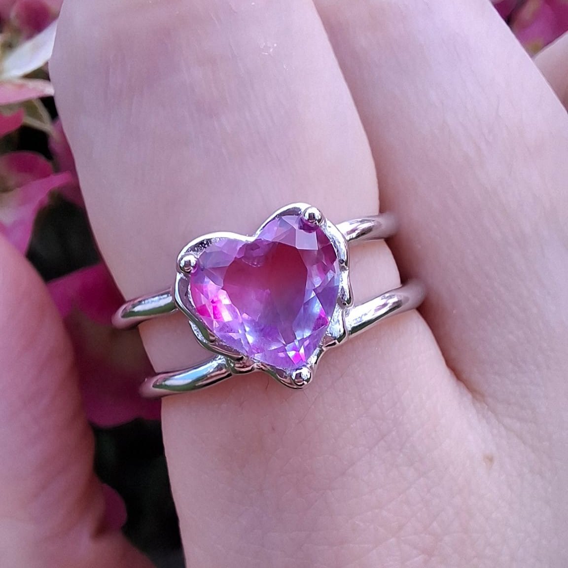 Ring Dripping Heart Violet-Blue